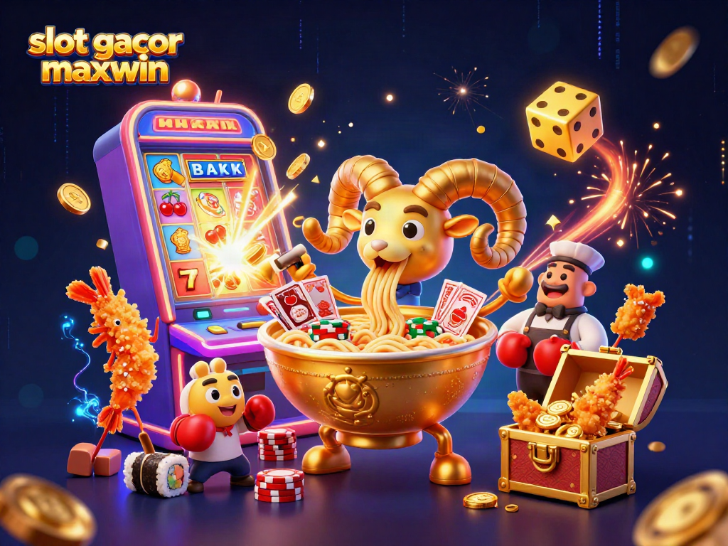 Win big with slot gacor maxwin in a vibrant 3D casino scene featuring exciting characters and elements.