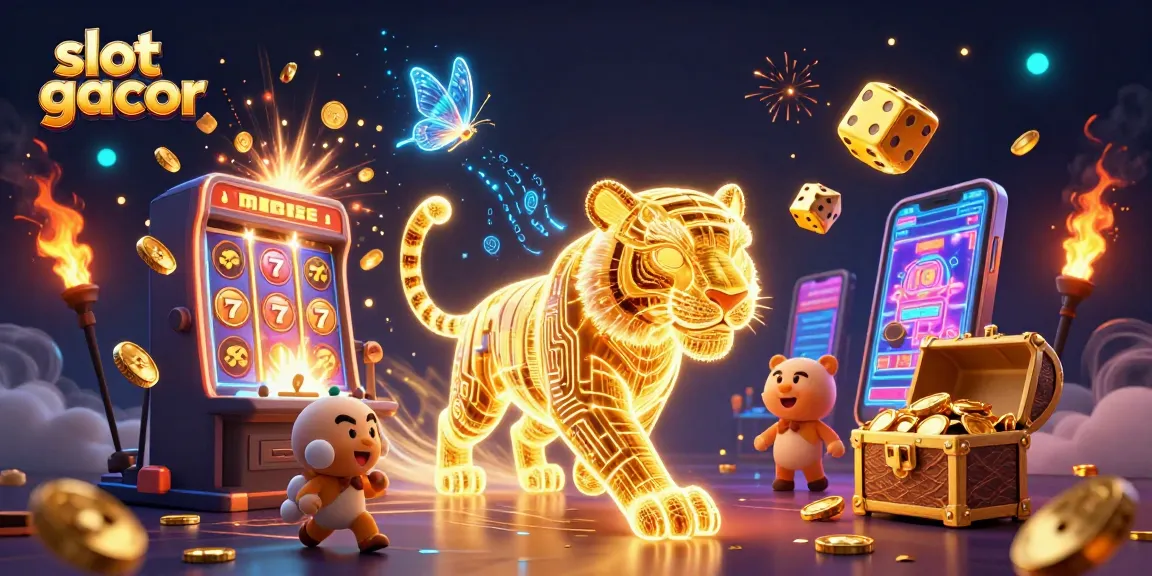 Engage in thrilling action with slot gacor visuals of a neon tiger and jackpot explosion.