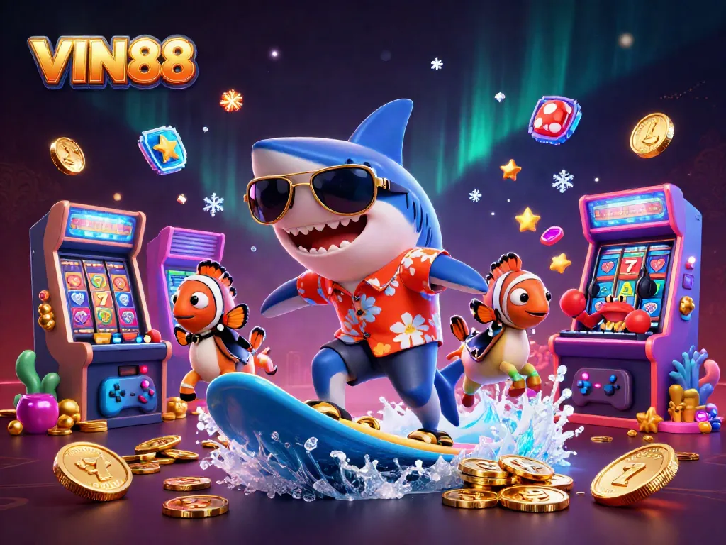 Experience thrilling gameplay with VIN88, featuring vibrant characters and dynamic casino elements.
