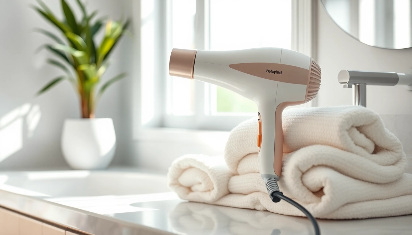 Efficient hair dryer for fine hair exhibiting sleek design and modern features.