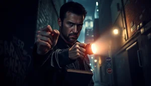 Engaging thriller scene representing concepts better than Jack Reacher with a mysterious protagonist.