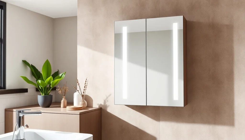 Der spiegelschrank led bietet stilvolle Beleuchtung und modernen Stauraum im Badezimmer.