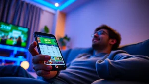 Engaging online betting experience featuring XX88.pizza interface on a smartphone in a cozy setting.