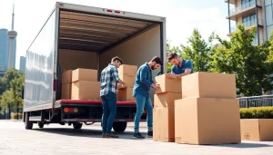 Best Toronto Movers efficiently pack boxes while moving in an urban setting.