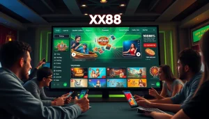 Experience the excitement of online gaming at https://xx88.pizza/ with a vibrant platform displaying popular gambling games.