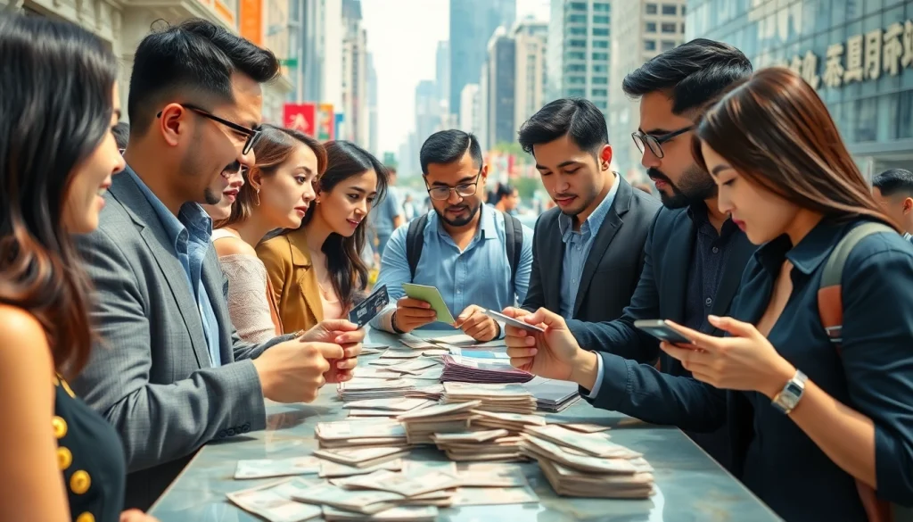 카드깡의 위험성을 강조하는 도시 장면에서의 거래 모습