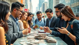 카드깡의 위험성을 강조하는 도시 장면에서의 거래 모습
