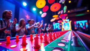 Bermain demo plinko dengan papan berwarna yang cerah dan disk yang jatuh dari atas.