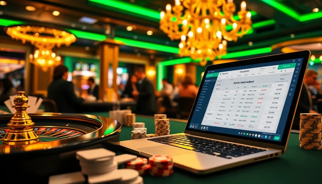 Experience thrilling sports betting with 7upbet in a luxurious casino atmosphere featuring poker chips and betting slips.