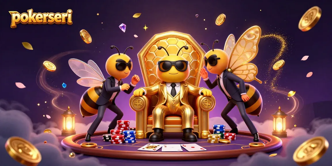 Pokerseri showcases a vibrant poker scene with a mob boss and dazzling casino elements.