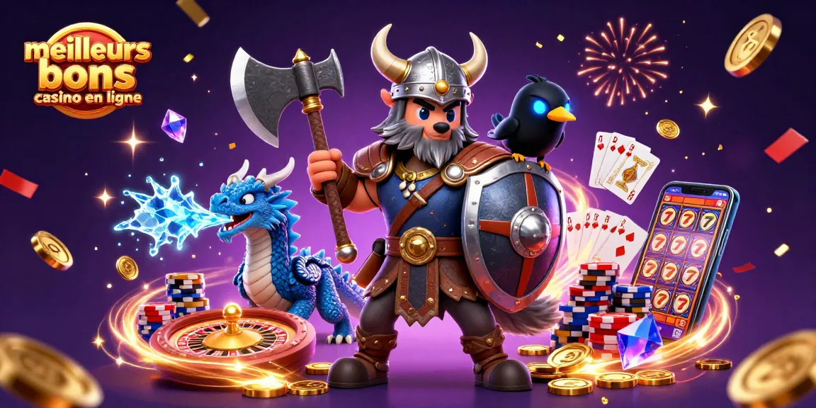 Découvrez les meilleurs bonus casino en ligne avec un loup viking, un dragon et des pièces d'or volant.