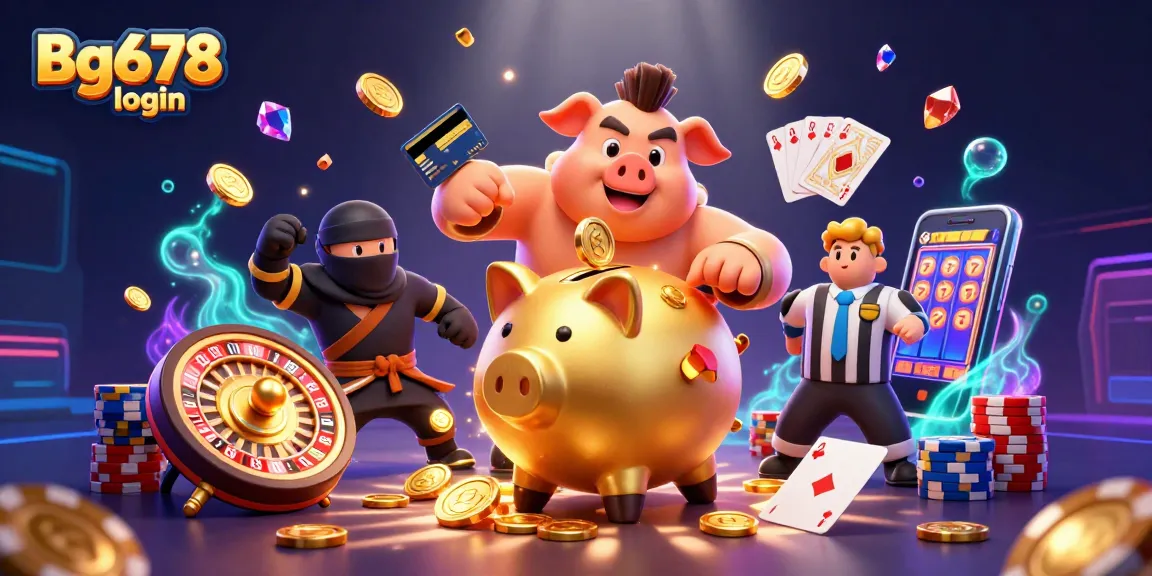 Experience the exciting Bg678 login as golden coins and poker chips cascade in this dynamic casino scene.