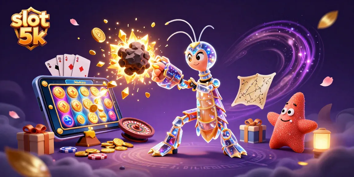 Spin to win big with slot 5k, featuring vibrant casino elements and dynamic characters.